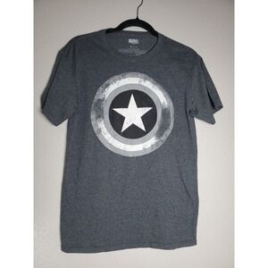 Captain America Shirt Men's Small Gray White Graphic Marvel
